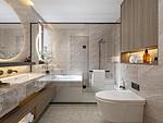 124平米轻奢风格三室卫生间装修效果图，墙面创意设计图