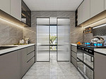 104平米轻奢风格三室厨房装修效果图，橱柜创意设计图