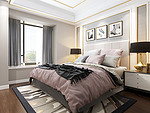 98平米新中式风格别墅卧室装修效果图，背景墙创意设计图