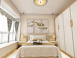 270平米新中式风格三室卧室装修效果图，照片墙创意设计图