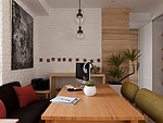 62平米现代简约风三室餐厅装修效果图，背景墙创意设计图