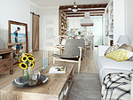 100平米北欧风格二室客厅装修效果图，书柜创意设计图