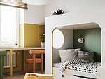 80平米现代简约风二室儿童房装修效果图，窗帘创意设计图