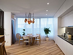 115平米现代简约风一室餐厅装修效果图，窗帘创意设计图