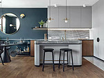 122平米轻奢风格二室厨房装修效果图，背景墙创意设计图