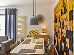 100平米混搭风格三室餐厅装修效果图，背景墙创意设计图