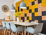 100平米混搭风格三室餐厅装修效果图，背景墙创意设计图