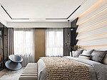 120平米轻奢风格别墅卧室装修效果图，背景墙创意设计图