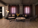 128平米现代简约风三室客厅装修效果图，窗帘创意设计图