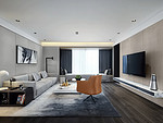 147平米现代简约风四室客厅装修效果图，背景墙创意设计图