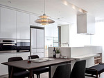 100平米现代简约风三室餐厅装修效果图，背景墙创意设计图