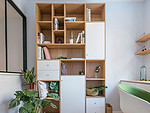 87平米北欧风格二室书房装修效果图，书柜创意设计图