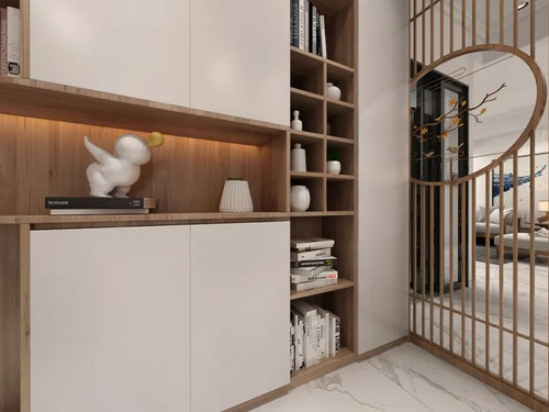300平米新中式风格别墅玄关装修效果图，衣柜创意设计图