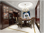 146平米美式风格四室餐厅装修效果图，酒柜创意设计图