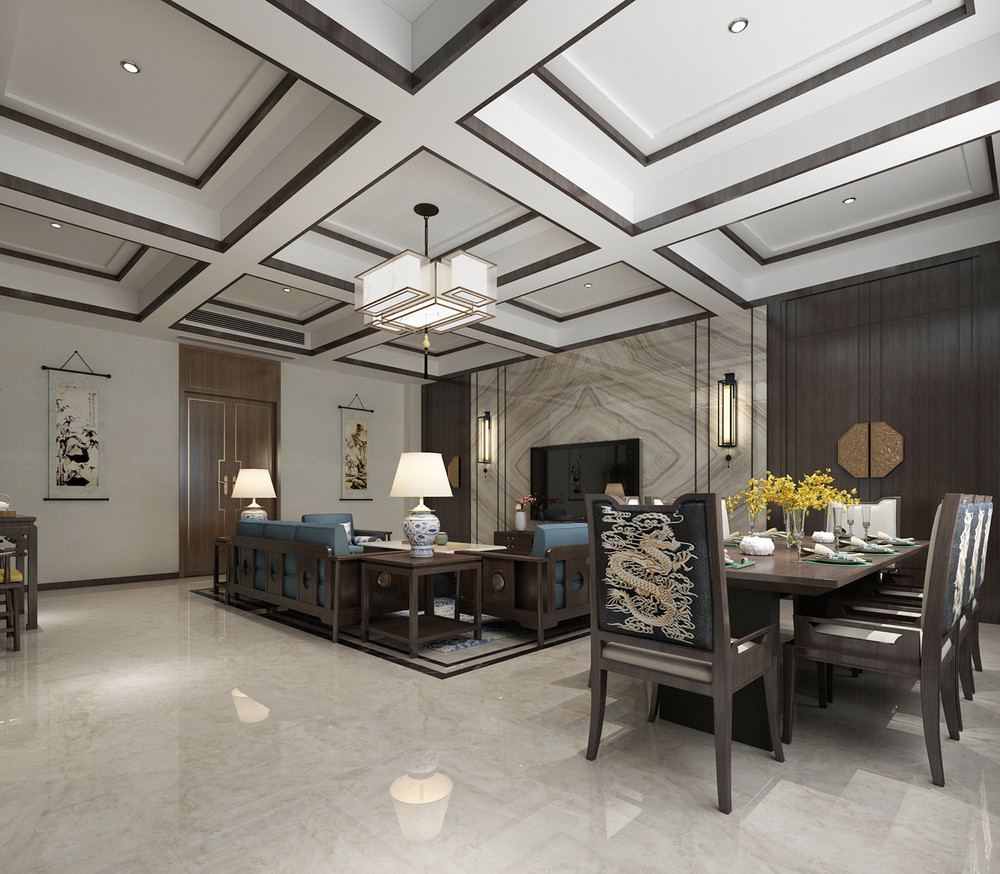 800平米新中式风格其他客厅装修效果图，吊顶创意设计图
