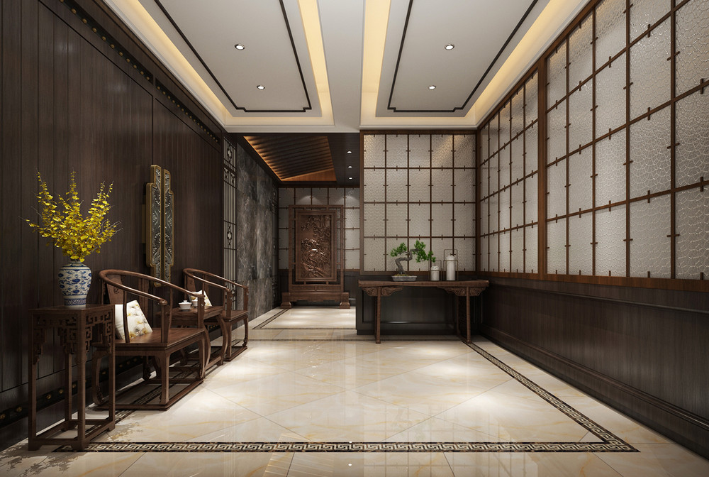 800平米新中式风格其他客厅装修效果图，隔断创意设计图