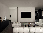 98平米现代简约风二室客厅装修效果图，墙面创意设计图