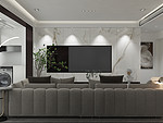 124平米轻奢风格四室客厅装修效果图，背景墙创意设计图