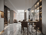 106平米现代简约风一室餐厅装修效果图，酒柜创意设计图