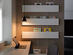 97平米现代简约风三室书房装修效果图，墙面创意设计图