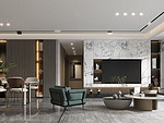 330平米轻奢风格四室客厅装修效果图，背景墙创意设计图