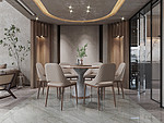 120平米轻奢风格复式餐厅装修效果图，背景墙创意设计图