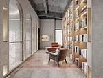 118平米轻奢风格复式书房装修效果图，书柜创意设计图