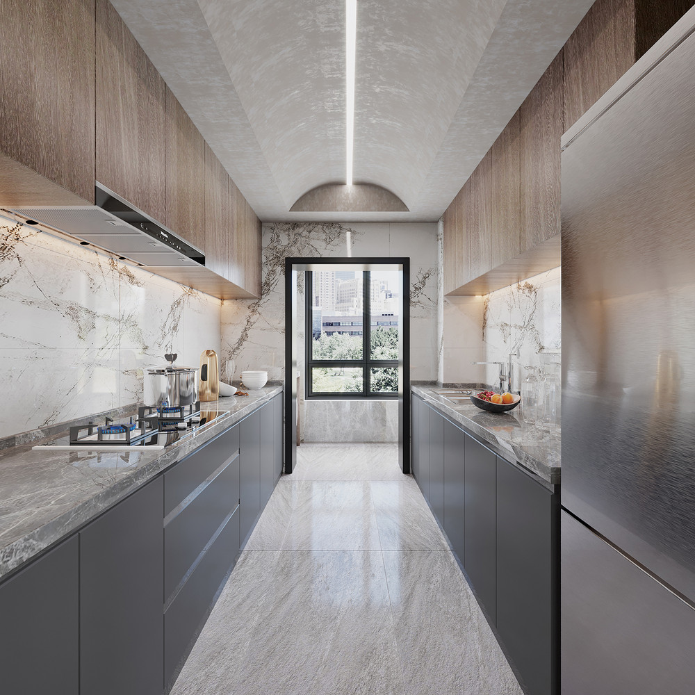 180平米轻奢风格复式厨房装修效果图，橱柜创意设计图
