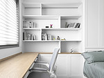 78平米现代简约风四室卧室装修效果图，书柜创意设计图