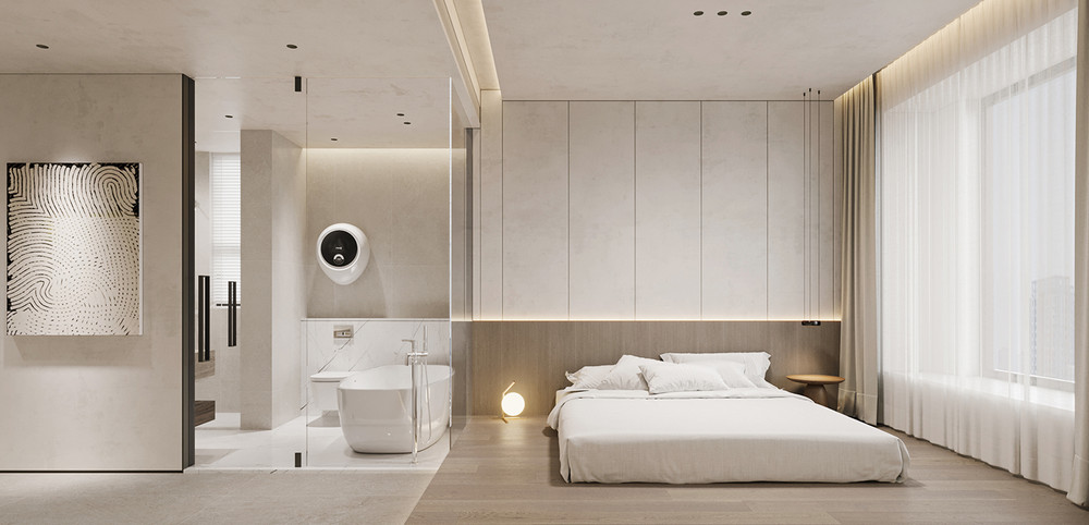 180平米现代简约风四室卧室装修效果图，背景墙创意设计图