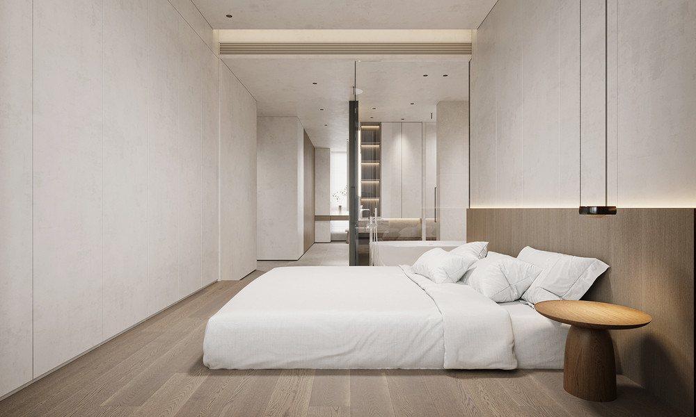 180平米现代简约风四室卧室装修效果图，隔断创意设计图