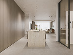 140平米现代简约风四室厨房装修效果图，吧台创意设计图