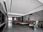 180平米现代简约风三室客厅装修效果图，背景墙创意设计图