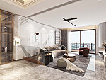 130平米轻奢风格三室客厅装修效果图，背景墙创意设计图