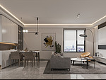 96平米现代简约风三室客厅装修效果图，墙面创意设计图