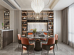 180平米轻奢风格复式餐厅装修效果图，酒柜创意设计图