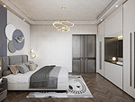 55平米轻奢风格复式卧室装修效果图，背景墙创意设计图
