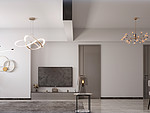 180平米现代简约风三室客厅装修效果图，背景墙创意设计图