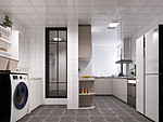 99平米现代简约风三室厨房装修效果图，橱柜创意设计图