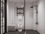 99平米现代简约风三室卫生间装修效果图，隔断创意设计图