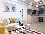 38平米现代简约风一室客厅装修效果图，背景墙创意设计图
