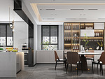 165平米轻奢风格四室餐厅装修效果图，酒柜创意设计图