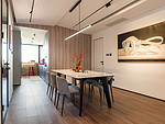 55平米现代简约风四室餐厅装修效果图，背景墙创意设计图