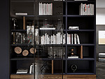 387平米轻奢风格别墅休闲室装修效果图，书柜创意设计图