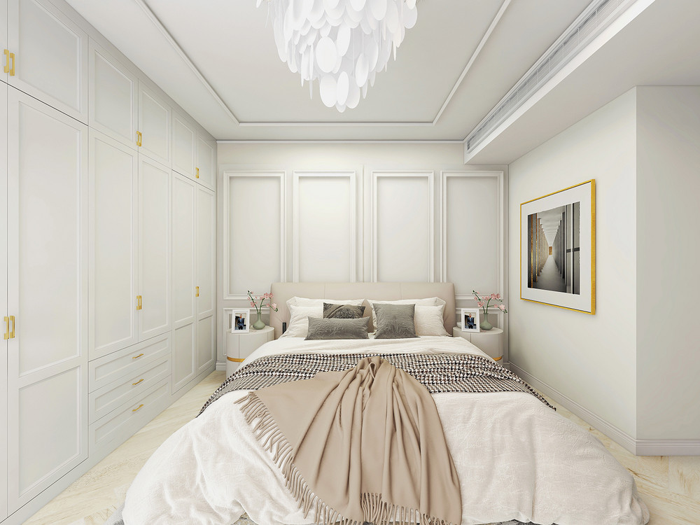 90平米地中海风格三室卧室装修效果图，背景墙创意设计图