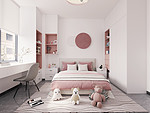 106平米现代简约风四室儿童房装修效果图，背景墙创意设计图