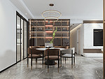 78平米轻奢风格四室餐厅装修效果图，酒柜创意设计图