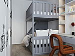 130平米轻奢风格四室儿童房装修效果图，书柜创意设计图