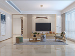 38平米现代简约风复式客厅装修效果图，背景墙创意设计图