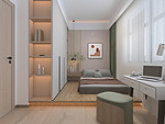 96平米现代简约风复式卧室装修效果图，衣柜创意设计图